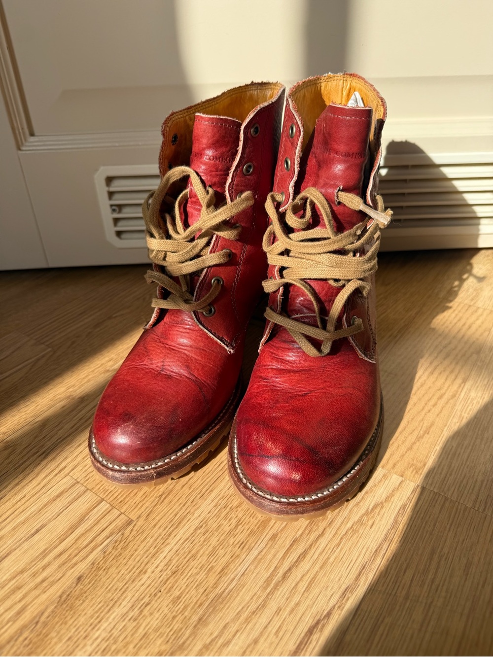 Vintage Frye Scarlet Red Lug Lace Boots – Made in USA - Picture 2 of 6